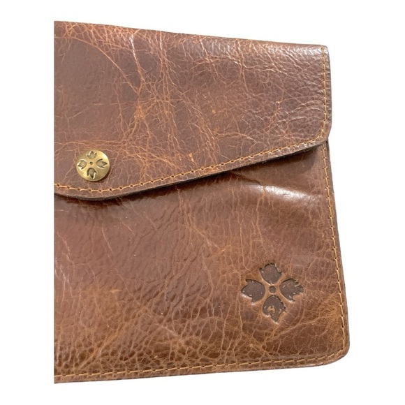 Patricia Nash Midi Leather iPad Case Clutch Brown Cognac Vintage Style - Picture 5 of 11